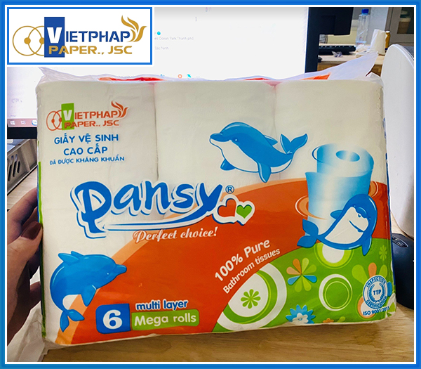 Whale Pansy toilet paper with 6 rolls